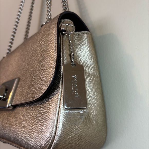 NWOT Coach Cassidy Crossbody Purse in Platinum Silver Metallic Leather - Picture 3 of 16